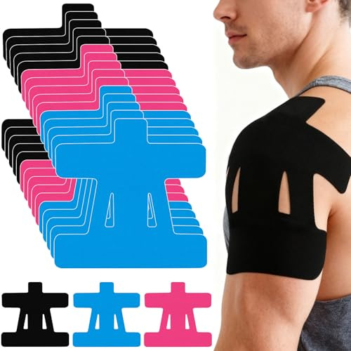 15 Stück Kinesiotapes Vorgeschnitten für Schulter, Kinesiologie Tape Sport Precut für Schultern, Physio Tape Kinesio Tapes Wasserfestes Kinesiotape für Schulterschmerzen Schulterstütze