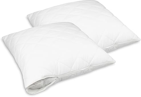 ZOLLNER 2er Set gesteppter Kissenschutz in 80x80 cm – atmungsaktiver Schonbezug mit Reißverschluss - Baumwollmix - waschbar bis 95°C - Hotelqualität - Oeko Tex® Zertifiziert