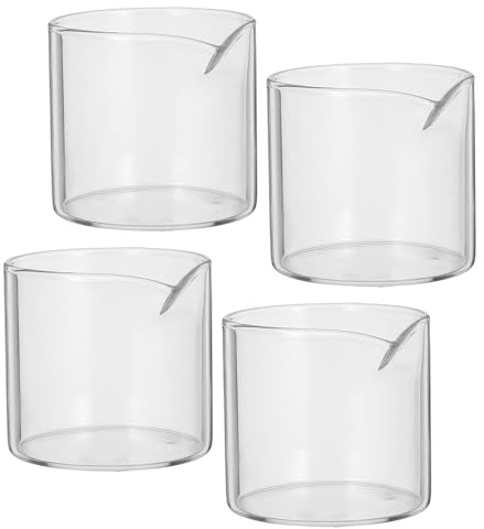 Milisten Lot de 4 Pichet en Verre Mini pour Café Expresso, Service de Sirop Chaud, Design Vintage Unique, pour Barbecue et Pique-niques, Verre Épais et Transparent