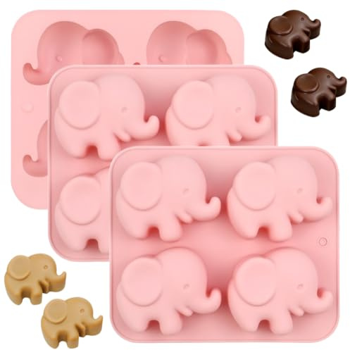 HGSHUO Silikonformen Elefant Backform Kuchenform Silikon Form Kuchenbackform Mousse Schokoladenformen Motivbackformen Gelee Dessert Soap Geburtstag Weihnachten 3 Stück