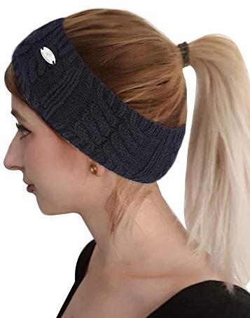 AnJuHoPa Frauen Stirnband Gestrickter Ohrwärmer für Frauen Teenager Winter Stirnband Marine (gemeinsame dicke)