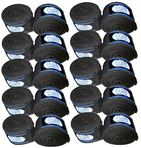 BAY 10x SPARSET Basic 2,5 Boxbandagen SCHWARZ, elastisch, 2,5 Meter x 5 cm, Box-Bandagen, Angebot für Vereine und Studios10 Paar,