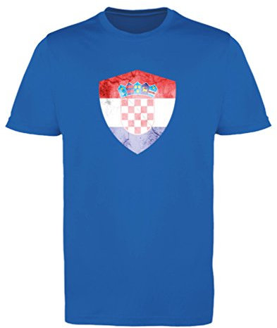 Comedy Shirts - Kroatien Trikot - Wappen: Groß - Wunsch - Jungen Trikot - Royalblau/Weiss Gr. 110-116