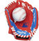 Rawlings Baseball-Handschuhe Spieler Players Series Youth Baseballhandschuh, Rot/Blau mit Kugel, 9 | Ages 3-5