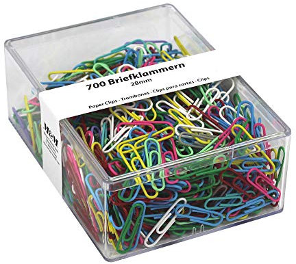 Metzger & Mendle 64366595 700 Briefklammern 28mm, kunststoffüberzogen, farbig sortiert