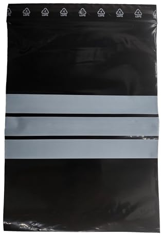 100 Sachets zip opaque noir 160 x 220 mm 16 x 22 cm Résistant UV 60 μ 3 bandes de marquage blanche zip Écriture sachet plastique anti UV lumière Compatible alimentaire Congélation