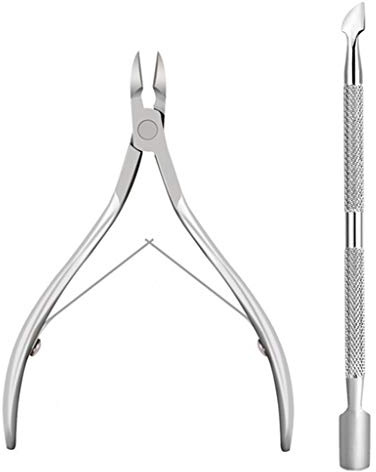 Cuticle Nipper and Pusher, Dead Skin Remover Set, Stainless Steel Cuticle Pusher Trimmer Clipper, Nail Manicure Tool