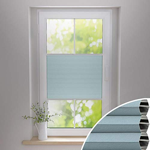 Gardinen21 Thermo Wabenplissee ohne Bohren | Waben-Plissee Klemmfix | Plissee 95x130 für Türen & Fenster | Sonnenschutz, Sichtschutz, Schallschutz, 100% Verdunkelung