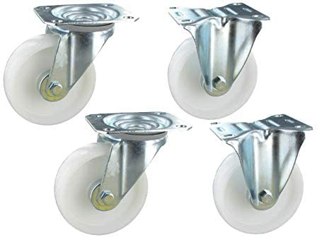 Rollentechnik PP Rollentechnik Lenkrolle Rollentechnik Bockrolle Ø108mm Container Rollen Rollcontainer Rollbehälter Rollwagen (Satz, 2x Lenk- & 2x Rollentechnik Bockrolle)