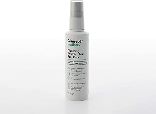 Clinisept+ Podiatry Antimicrobial Foot Care Spray - Skin, Body & Hard Surface Hygiene Cleanser - Alcohol-Free Gentle Formula - 100ml