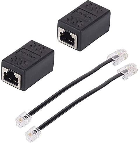 Cavo splitter di rete, adattatore da RJ45 femmina a RJ11 maschio per cavo Ethernet, confezione da 2 pezzi, colore nero