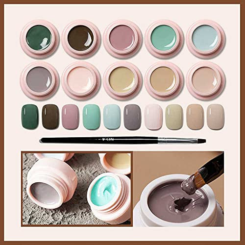 INNICON Solid Cream Gel Nail Set for Nail Art UV Gels Polish Brush White Nude Neon Black Kit Hand Painting