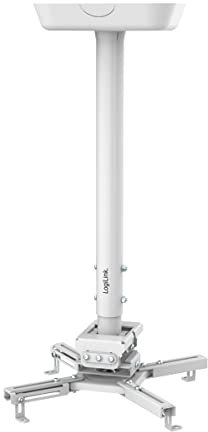 LogiLink BP0157 - Soporte de Techo para proyector (Capacidad de Carga máxima: 35 kg, rotación de 360°, inclinación: -20°/+20°, Giro de -8°/+8°, Longitud del Brazo: 595-895 mm), Color Blanco