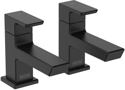 Bristan Cobalt Basin Pillar Taps Black (COB 1/2 BLK) | COB 1/2 BLK, Modern design, Bathroom sink taps, Matching shower and bath taps available, Lifetime Cover