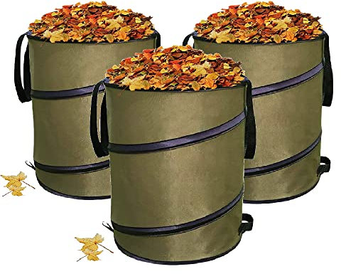 Schleuder Lot de 3 Sacs Pop-up Robustes 85 L (ø46 x 55 cm)Jardin Poubelle Pop-up Réutilisable pour Le Camping, Le Jardin, Les Pique-niques et l'Exterieur