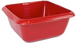 VTL® SQUARE WASHING UP BOWL - LARGE SINK BOWL - KITCHEN - MIXING 4 COLOURS (RED)