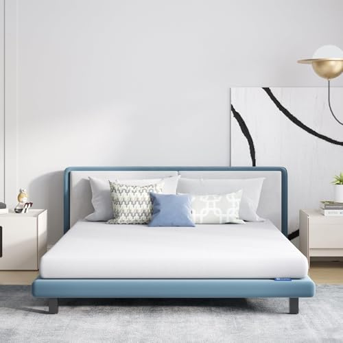 Avenco Colchón Memoria de Gel 150x190, Colchón de Espuma con Memoria de Gel, Reversible, Firmeza Media Alta, Transpirable, Azul, King