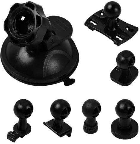 Tibapla Ventosa per Dash Cam con 6 Tipi di Adattatore, Supporto Telecamera Parabrezza Staffa per Videoregistratore Auto, Rotante a 360 Gradi
