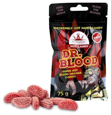 Hot Candy Dr Blood Poppamies Chili Orange Sweets - Lactosa Sin Gluten Vegano - Picante: X-HOT - Tamaño: 75g
