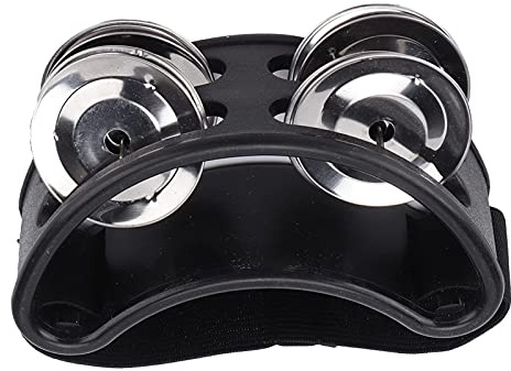 Fuß-Tamburin-Shaker-Percussion-Drum-Set, Metall-Jingle-Bell-Fuß-Percussion-Musikinstrument Zum Spielen von Schlagzeug oder Gitarre (BLACK)