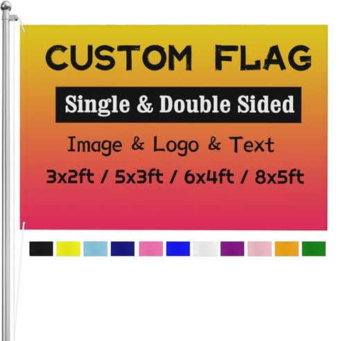 Custom Double Sided Flag Banner With Eyelets - Personalized 5ftx3ft/3ftx2ft/6ftx4ft/8ftx5ft - Make Your Own With Print Photo/Logo/Text for Festival, Birthday, Garden, Outdoor Yard
