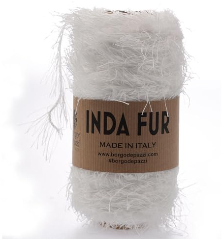 Cordoncino pelose ideale per lavori all'uncinetto oppure ai ferri (bianco)