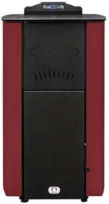 STUFE A PELLET ITALIA Asia - Estufa de pellets hidro para sistema de calefacción, eficiencia 92%, calienta 180 m², autonomía 22 h, programable, 5 potencias, color rojo