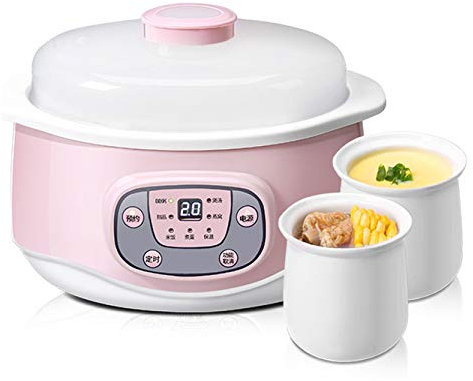 Olla cocción Lenta Digital 1,2 l, Olla cocción Lenta cerámica, Olla cocción Lenta eléctrica doméstica, máquina cocción Multifuncional para cocinar sopas, gachas y Alimentos al Vapor
