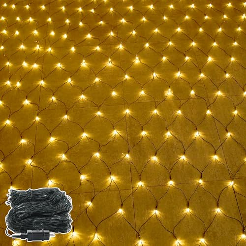 SUBTLETY Lichtervorhang 3x2m LED Lichterketten Vorhang LED Lichterkettenvorhang mit 8 Modi IP44 Wasserdicht Lichtstränge für Innen & Außen Lichternetz für Hochzeit Halloween Weihnachten (Warmweiß)