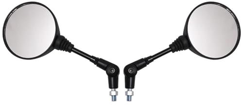 DMAIS Motorrad-Seitenspiegel Motorrad Schwarz Universal 10mm Seite Spiegel Rückspiegel Anti-Fallen Klapp Runden Spiegel Lenkerendenspiegel Motorrad