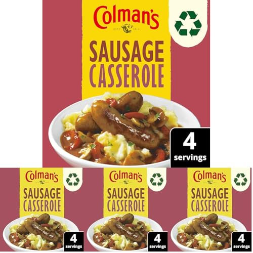 Colman's Sausage Casserole Recipe Mix perfect with mash quick to prepare casserole mix 39 g (Pack of 4)