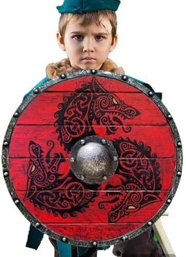 Runder Schild – Schild aus Holz, Wikinger-Schild für Cosplay | Nordischer Krieger-Historischer Schild, mittelalterliche Cosplay-Schilde aus Holz, dekorativer Schild für die Versorgung