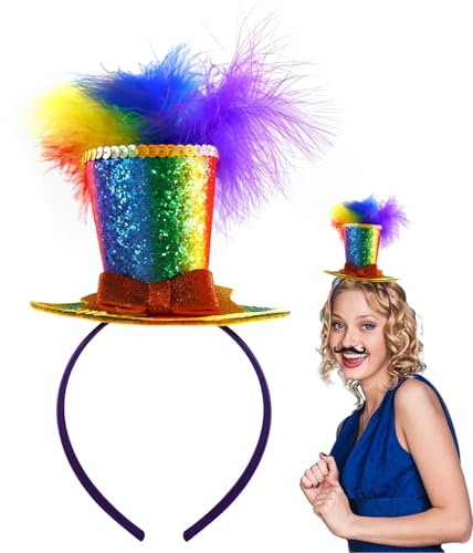 Ourdort Regenbogen Haarreif,Bunt Feder Stirnband,Cosplay Haarband | Haarreifen Karneval,Regenbogen Kostüm,Feder Kopfbedeckung,Haarschmuck Damen,für Oster Hochzeit Karneval Party Cosplay