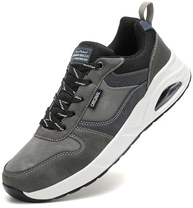 TARELO Sneaker Herren Turnschuhe Air Cushion Freizeitschuhe Atmungsaktive Sportschuhe Leicht Tennis Schuhe Grau 42