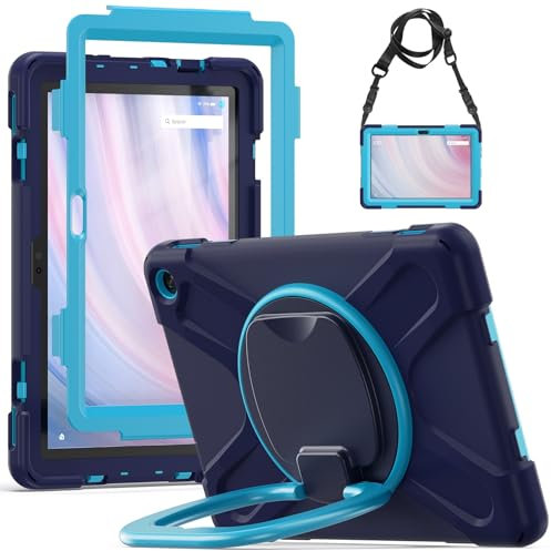 Tablet PC Väskor Fodral Fodral Kompatibel med Kindle Fire HD 10 Tablet-fodral (13:e generationen 2023), stötsäkert, robust fodral med 360 roterande stöd, Hand-/axelrem for Tablet Heavy Duty(Navy blue)