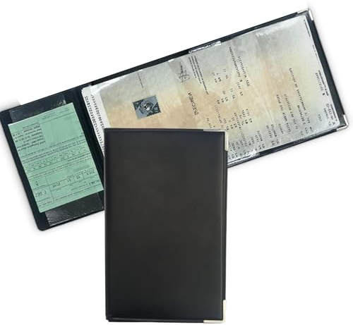 kinoco Pochette Carte Grise (Lot de 1) - Étui Rigide Anti-Déchirure pour Assurance Auto/Documents Voiture - Conforme Norme NF Couleur Noir