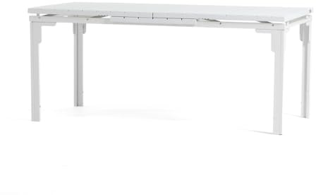 SIEDITI FUORI E DENTRO Ausziehtisch für den Außenbereich, 180/240 x 90 cm, mit Stahlbeinen und Tischplatte aus Polyethylen in Holzoptik, für bis zu 10 Personen, Thomas XL (weiß)