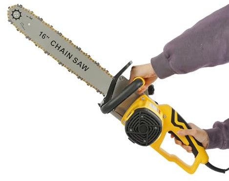 Motosega elettrica, 2000 W, 16 pollici, con tensione della catena senza attrezzi e lubrificazione automatica della catena, motosega 800 giri/min, per legna da ardere, alberi, taglio legno, spina