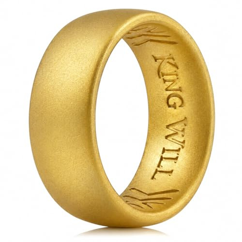King Will Men's Silicone Wedding Band - 1.8mm Ultra Thin Ring with Metallic Shimmer Muti Color | Comfort Grip Inner Design | Hypoallergenic Rubber Ring for Gym, Work, Trave Size P½ - Z+1