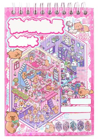 QOCUILC 1 Set 3D Sticker Scene, Kawaii sticker book, Sticker buch erwachsene, Rosa