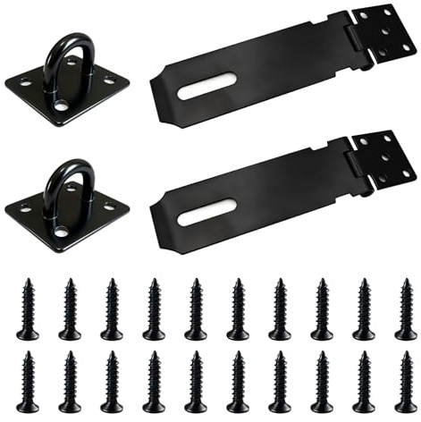 Hasp and Staple Heavy Duty 2 Pack, 5 Inch Stainless Steel Shed Lock Door Padlock Security Hasp Shed Gate Lock Latch Anti-Theft Door Clasp Buckle for Shed Doors Window Cabinet Pet Cage Lockers