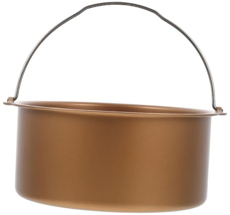 Veemoon Moule à Gâteau Rond Doré pour Friteuse à Air Ustensile de Cuisson Antiadhésif Conductivité Thermique Uniforme Accessoire Pratique pour Pâtisserie et Plats Salés