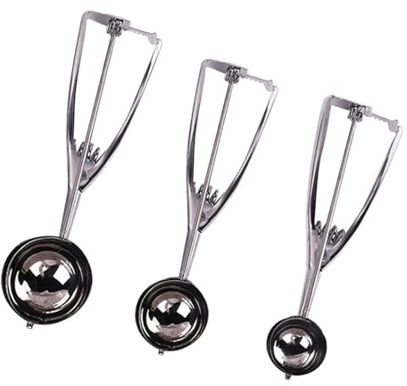 Cookie Scoop Set, 3 Pcs Stainless Steel Ice Cream Scoops with Easy Trigger, Trigger Release Scoops for Melon, Muffin, Cupcake, Meatball, and Cookie Dough(3 Size, 1.6, 2, 2.4inch)