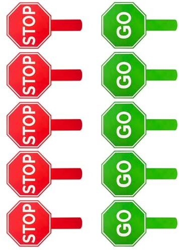 Paletta Stop Go Entrambi I Lati Confezione Da 10 Per Parcheggi Cantieri Edili E Gestione Eventi All'aperto Cartello Aiuto Didattico Per La Sicurezza in Classe
