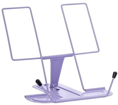 BOKIOESDE Supporto per ricettario in di qualità, versatile, porta-libri e supporto universale per tablet, per ricettario in regolabile, per, Viola, 18x16x16cm