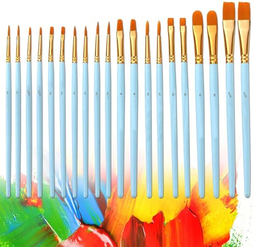 20Pcs Paint Brushes - Small Face Paint Brushes, Acrylic and Oil Painting, Nylon Hair Paint Brushes Set for Decorations, Models, Figurines, Nail Art