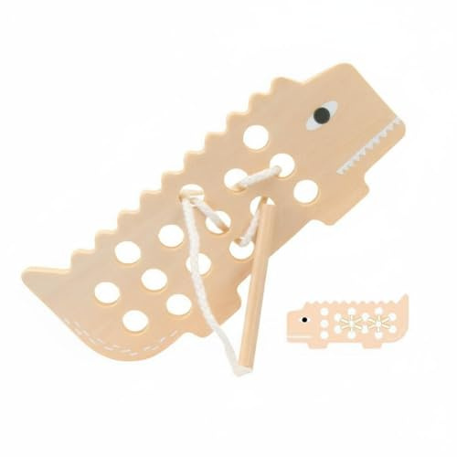 Jinhxofs Gioco di Infilare Animale in Legno Sviluppo Della Motricità Fine Scheda Educativo di Infilatura Coordinazione Occhio Mano Gioco Educativo Legno, Coccodrillo
