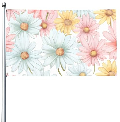 Bunte Chrysantheme Garten Fahnen Doppelt Genäht Dekoration Fähnchen Dekorative Hanging Flag Für Draußen Dekoration Restaurants 90X150Cm