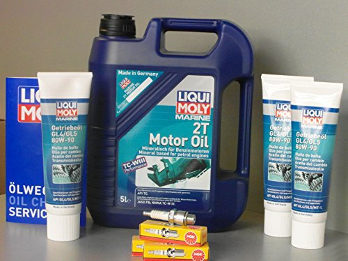 MotorFunSports Wartungsset Mercury 75 PS 2T Aussenbordmotor Service Öl Zündkerze Getriebeöl