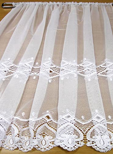 Meterware Gardine Stickereistore 61116 Weiss, Höhe 280cm